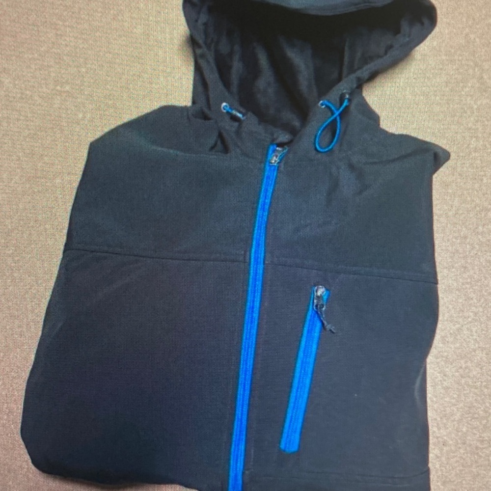 Men's Black Performance Hooded Jacket with Blue Accents